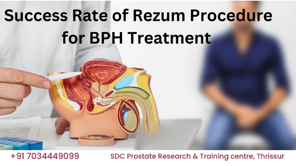 Graph showing high success rate of Rezum Water Vapor Therapy for BPH treatment, with patients reporting symptom relief and lasting improvement