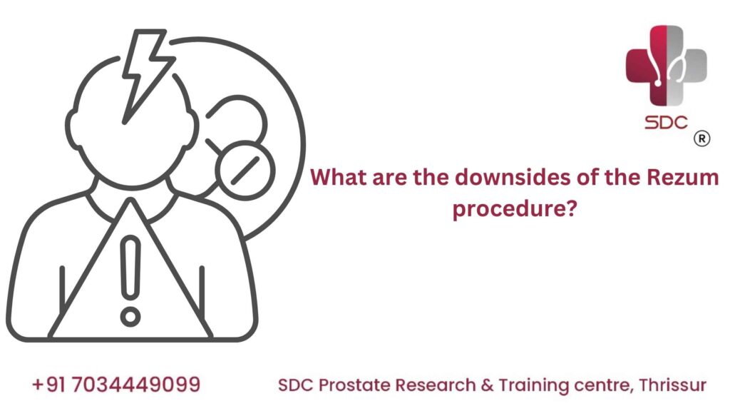 Doctor discussing the potential downsides of Rezum therapy with a patient at a urology clinic.