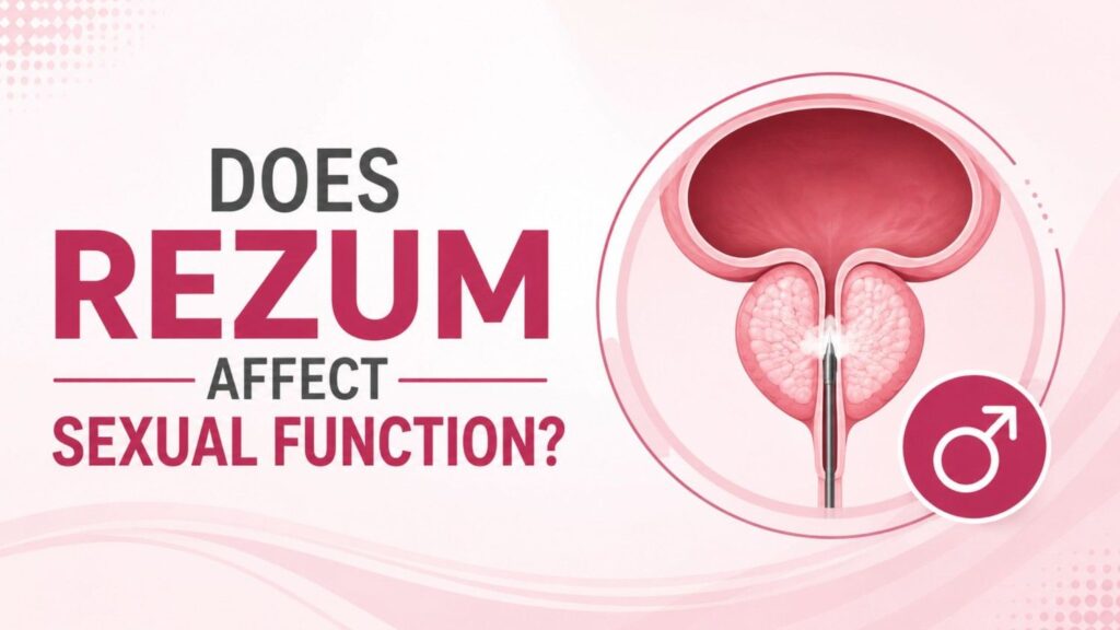 Does Rezum Affect Sexual Function? Illustration showing Rezum water vapor therapy for enlarged prostate (BPH) and its role in preserving sexual function.