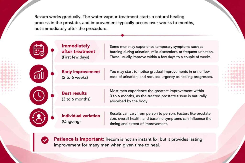 How quickly will I notice results from Rezum treatment