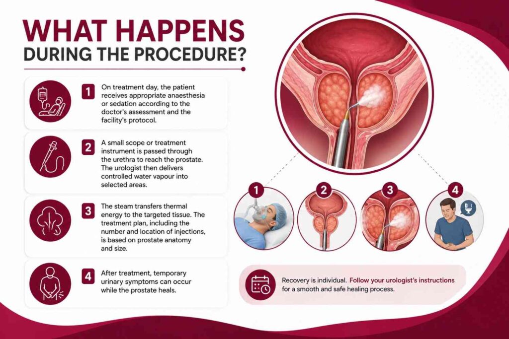 What happens during Rezum water vapour therapy for enlarged prostate